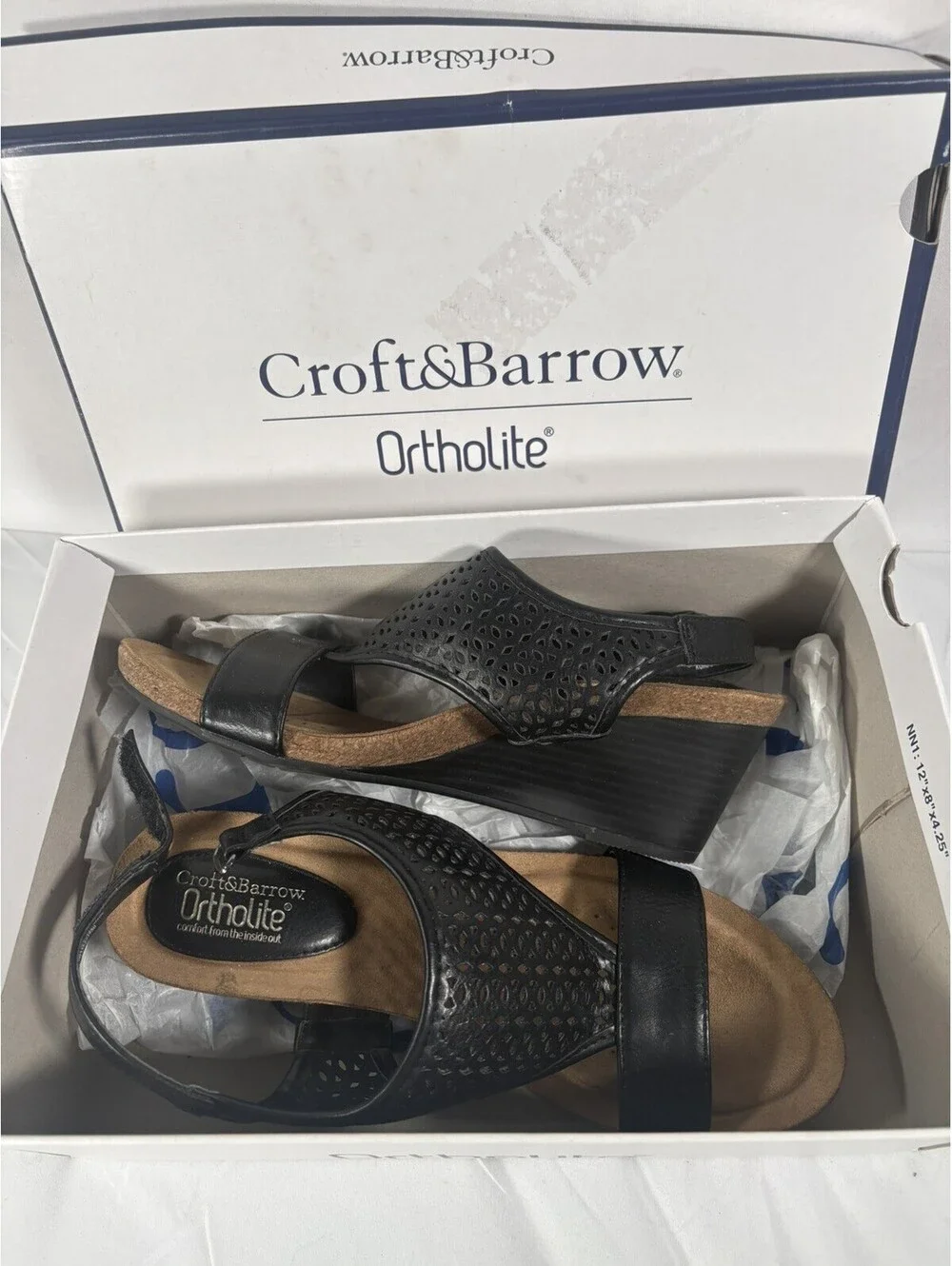 Croft & Barrow Ortholite Countess Black Womens Shoes Sandles low heel Size 8.5